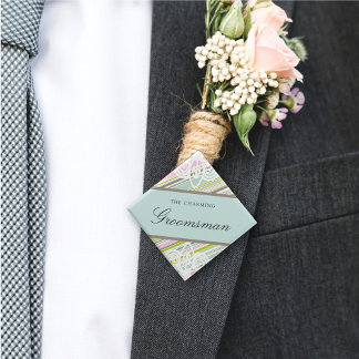 TRAUZEUGE Sweet Garden Streifen Hochzeitsnamenstem Button
