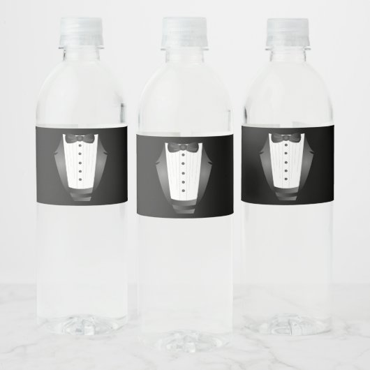 Trauzeuge Team Groom black tuxedo Bachelor Party Wasserflaschenetikett (Flaschen)