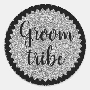 Trauzeuge Tribe Silber Glitter Klassischer Rund Au Runder Aufkleber
