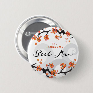 TRAUZEUGE Tropische Blume Wirbel Hochzeitnamenstem Button
