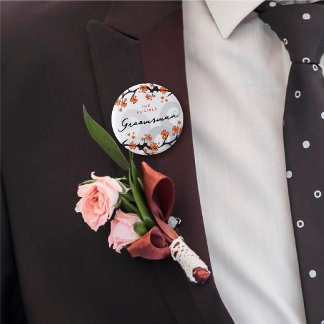 TRAUZEUGE Tropische Blume Wirbel Hochzeitnamenstem Button