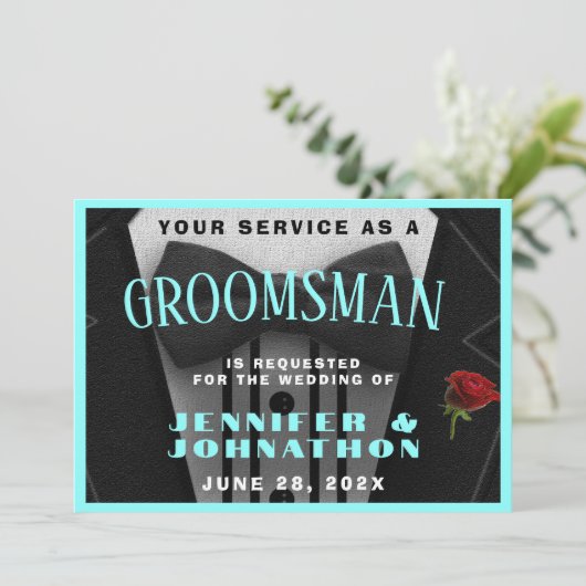 Trauzeuge Tuxedo Einladung Anzug hoch (Stehend Vorderseite)