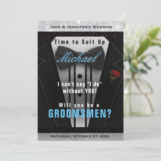 Trauzeuge Tuxedo Einladung Anzug hoch (Stehend Vorderseite)
