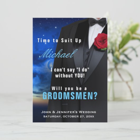 Trauzeuge Tuxedo Einladung Anzug hoch (Stehend Vorderseite)