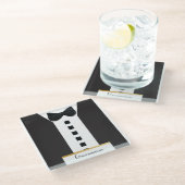 Trauzeuge Tuxedo 🎩 Elegant Bling Glasuntersetzer (Schrägansicht)