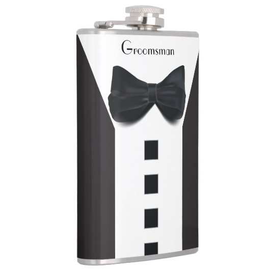 Trauzeuge Tuxedo 🎩 Elegant Bling Script Flachmann (Rechts)