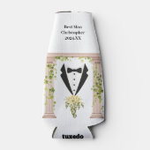 Trauzeuge Tuxedo flora Hochzeitliches Brautparty Flaschenkühler (Vorderseite)