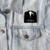 Trauzeuge Tuxedo grüne Rose personalisierte Taste Button (Beispiel)