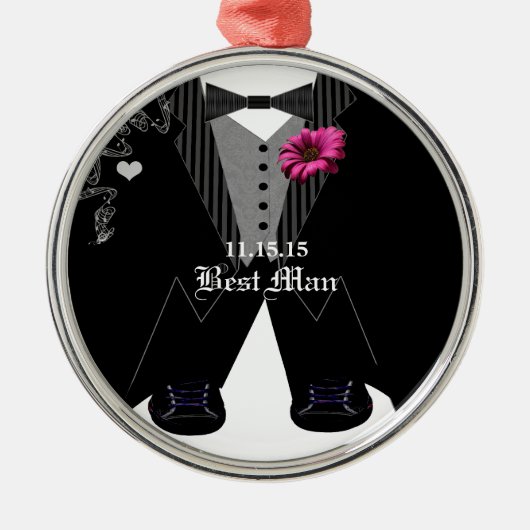 Trauzeuge Tuxedo Hochzeitssommer Silbernes Ornament (Vorne)
