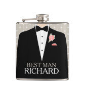 Trauzeuge Tuxedo Korallenknopf mit dem Namen anges Flachmann (Vorderseite)