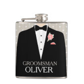 Trauzeuge Tuxedo Korallenknopf mit dem Namen anges Flachmann (Vorderseite)