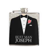 Trauzeuge-Tuxedo-rote Rose-Taste mit dem Namen ang Flachmann (Vorderseite)