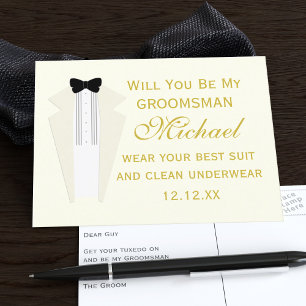 Trauzeuge Tuxedo Wedding Vorschlag Einladungspostkarte
