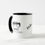 Trauzeuge Typografie Name Black Googles Wedding Tasse<br><div class="desc">Trauzeuge / Trauzeuge personalisierte Schwarz-Weiß-Tasse verfügt über ein Paar handgezeichnete Googles und eine extravagante moderne bearbeitbare Typografie-Skript.          Ein inspiriertes,  individuelles Sake-Geschenk,  das Sie Ihrem Bräutigam in Ihrem Brautparty anbieten können.</div>