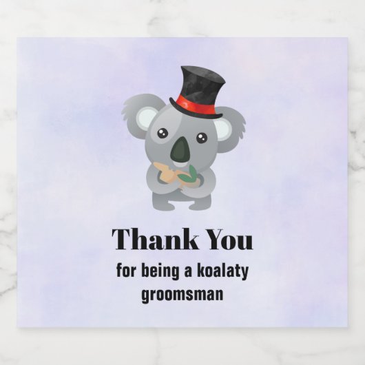 Trauzeuge Vielen Dank an Koala Pun Bierflaschenetikett (Einzelnes Label)