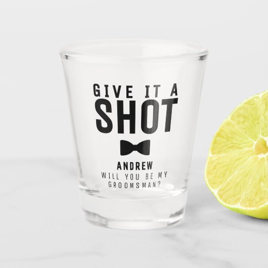 Trauzeuge Vorschlag Bowtie geben ihm einen Schuss Schnapsglas (Vorderseite)