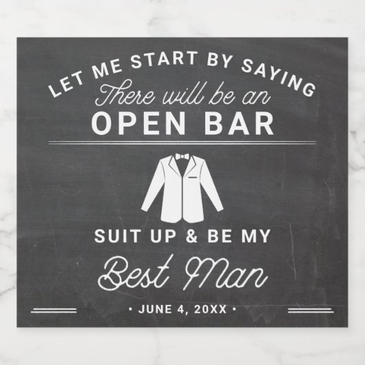 Trauzeuge Vorschlag Flasche Flasche Etikett Set (Einzelnes Label)