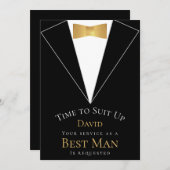 Trauzeuge Vorschlag Schwarze Imitate Gold Zeit zum Einladung (Vorne/Hinten)