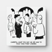 Trauzeuge warnt Bräutigam. Funny Cartoon Fotoplatte (Vorderseite)