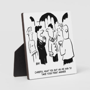 Trauzeuge warnt Bräutigam. Funny Cartoon Fotoplatte