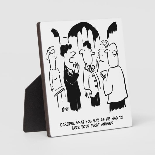 Trauzeuge warnt Bräutigam. Funny Cartoon Fotoplatte (Vorderseite)