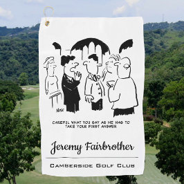 Trauzeuge Warnungen vor Groom beim Hochzeitsfeuer  Golfhandtuch