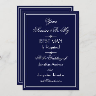Trauzeuge Wedding Custom Elegant Navy Blue Vorschl Einladung
