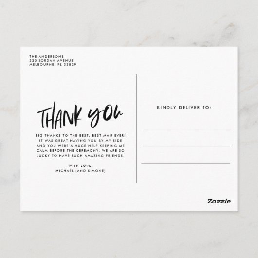 Trauzeuge Wedding Foto Vielen Dank Postkarte (Rückseite)