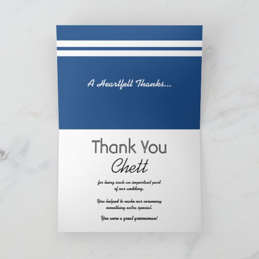 TRAUZEUGE White Stripes Hochzeit DANK Dankeskarte (Innenseite)