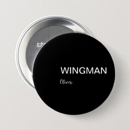Trauzeuge Wingman Persönlicher Schwarz-weiß Button (Vorne & Hinten)