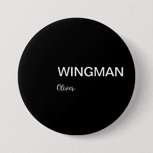 Trauzeuge Wingman Persönlicher Schwarz-weiß Button (Vorderseite)