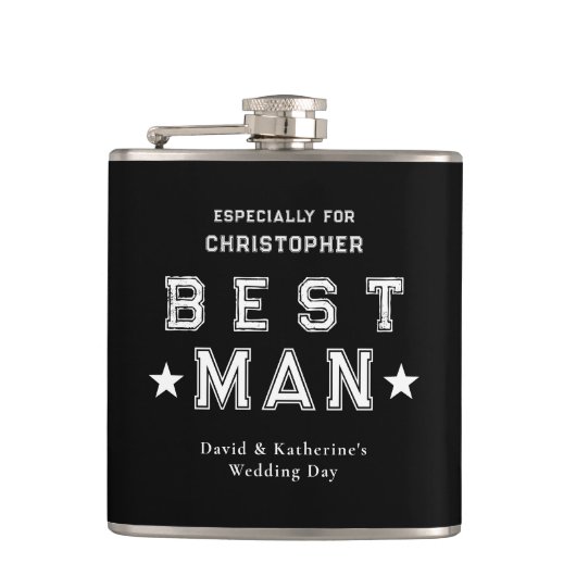 Trauzeugen Dankeschön Geschenk Schwarz Flachmann (Vorderseite)
