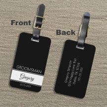 Trauzeugen Dankeschön Monogramm schwarze Gepäckanh