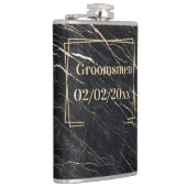 Trauzeugen Elegant: Goldener Marmor Flachmann (Rechts)