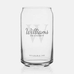 Trauzeugen für personalisierte Skriptmonogramm und Dosenglas