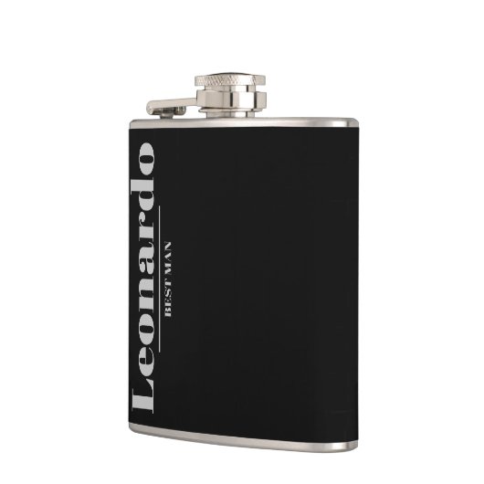 Trauzeugen geben einfachen, modernen Monogrammname Flachmann (Links)