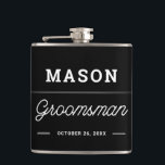 Trauzeugen geben Personalisierte Flasche Flachmann<br><div class="desc">Geben Sie Ihren Trauzeugen ein Geschenk,  das sie Liebe! Bearbeiten Sie den Namen und die Farbe dieses klassischen Flags einfach.</div>