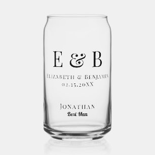 Trauzeugen-Geschenk Monogramm Hochzeit Minimalisti Dosenglas