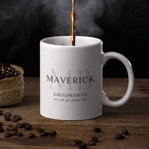 Trauzeugen Geschenk Monogramm Initialen Männliche  Kaffeetasse