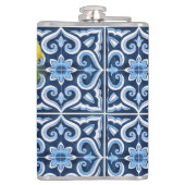 Trauzeugen Geschenke favorisiert blauen Fliesen Zi Flachmann (Rückseite)