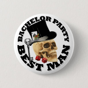 Trauzeugen-Gothic-Glücksspiel-Totenkopf-Junggesell Button