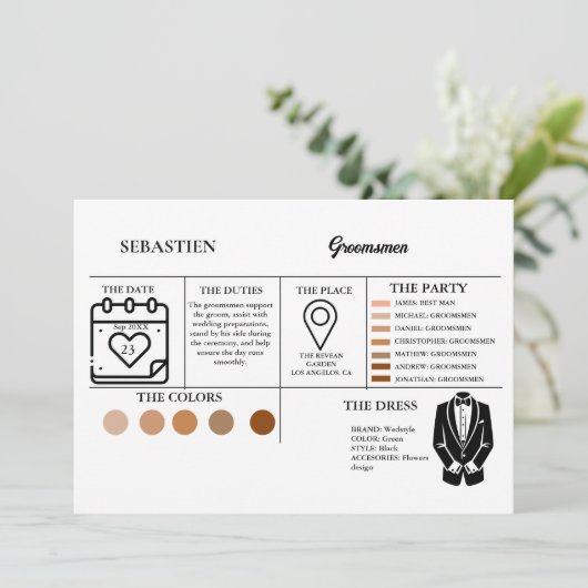 Trauzeugen Info-Karte Brigal-Vorschlag Karte (Stehend Vorderseite)