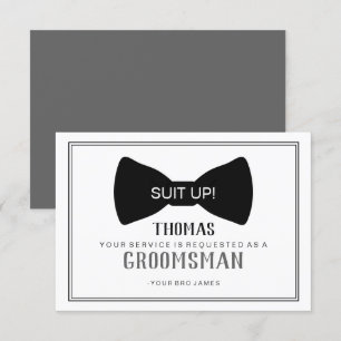 Trauzeugen-Karte 'Suit Up' - Schwarz-Weiß Einladung