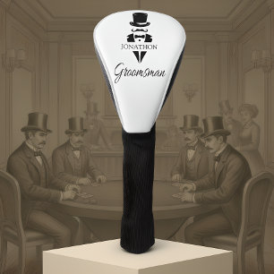 Trauzeugen Name Smoking Silhouette Schnurrbart Golf Headcover