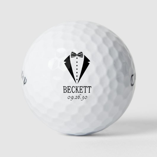 Trauzeugen schwarzer Smoking mit gestreifter Flieg Golfball (Vorderseite)
