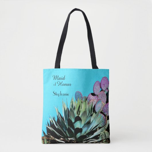 Trauzeugin, Agave & Cactus Personalisiert name Tasche (Vorderseite)
