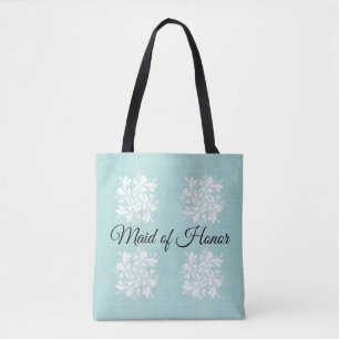 Trauzeugin Aquamarine und weiße Totbeutel Tasche