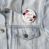 Trauzeugin Aquarellblumen Bordeaux Gold Button (Beispiel)