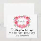 Trauzeugin Blumenkranz Einladungspostkarte (Vorne/Hinten)