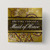 TRAUZEUGIN Boho Spirals Gold Chic Wedding Party Button (Vorderseite)